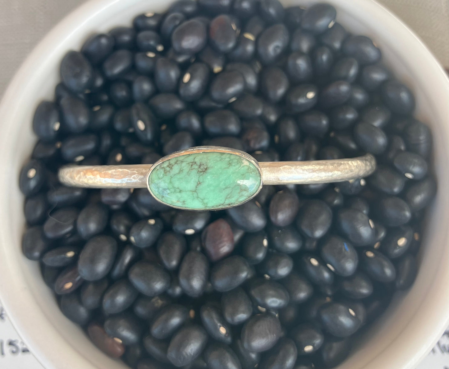 Hammered Lucid Variscite Cuff Bracelet